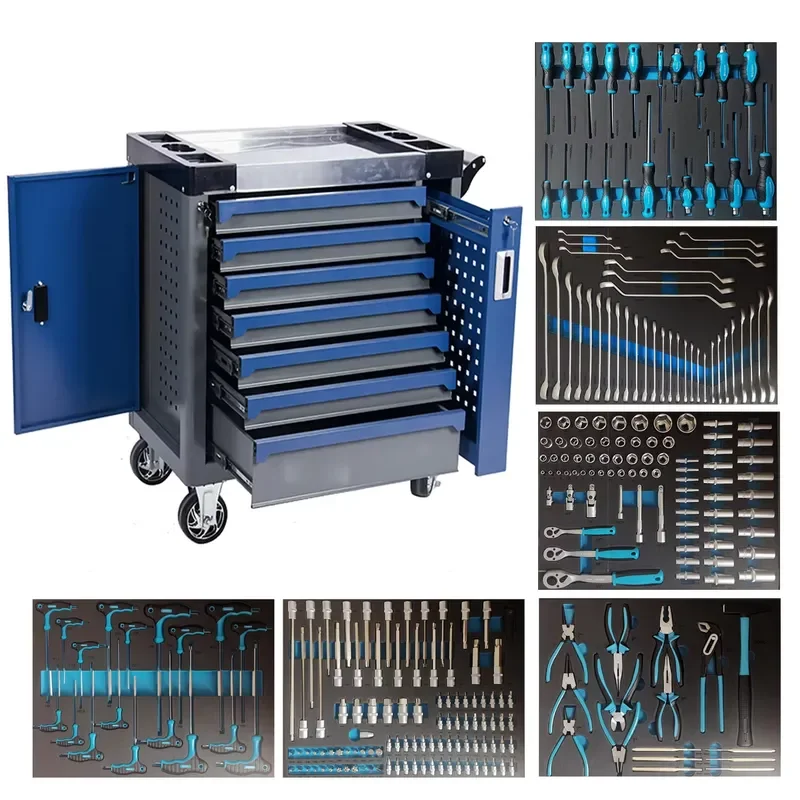 Heavy 7 Drawer Tool Trolley with Wheels Garage Workshop Rolling Tool Storage Cabinet with Lockable Drawers for Mechanics