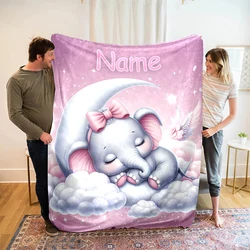 Cozy Personalized Animal Throw Blanket,Warm for Bedroom, Sofa, Outdoor Use Unique Birthday Gift Idea with Custom Name