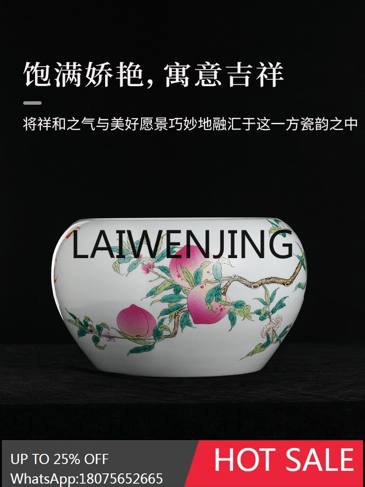 Porcelain Hand Painted Pastel Wind Water Tank Chinese Collection Gift Porcelain Antique