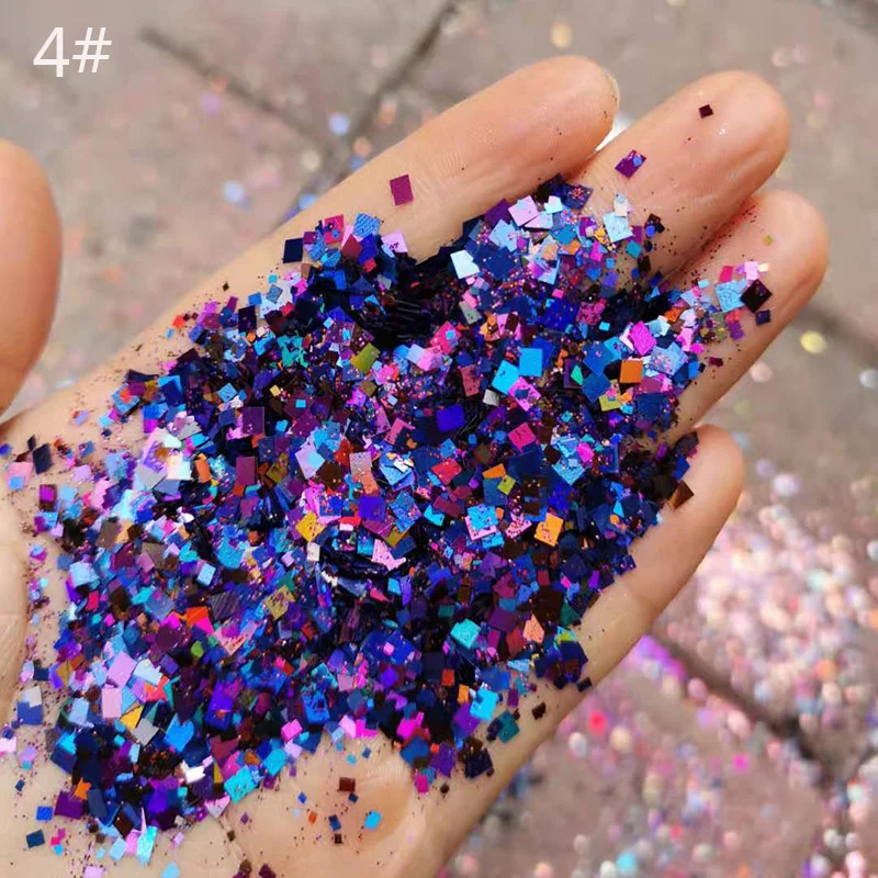 Glitter Nail Art Sequins, holográfica, Retângulo, Mix Shape, Hexágono, Manicure Nails Art, Decorações, Maquiagem, Face Powder Flocos, 1 Saco