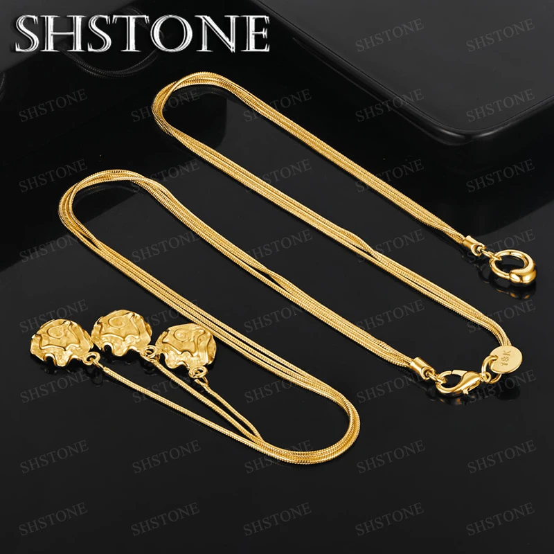

Luxury 50cm 18k Gold Flower Snake Chain Necklace For Women Exquisite Beautiful Jewelry Birthday Christmas Party Gift Accessories
