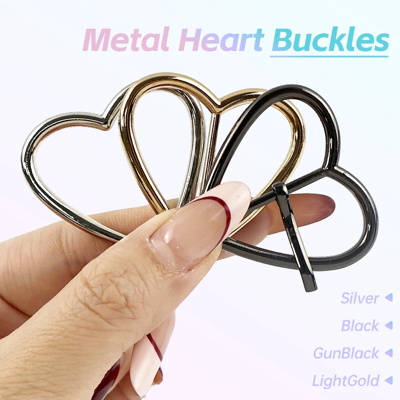 

5/10Pcs 20/25/30/35/40mm Heart Style Metal Buckles Belt Bag Strap Ring Pin Buckle WebbingTri-Glide Sliders Clasp Hook Accessory