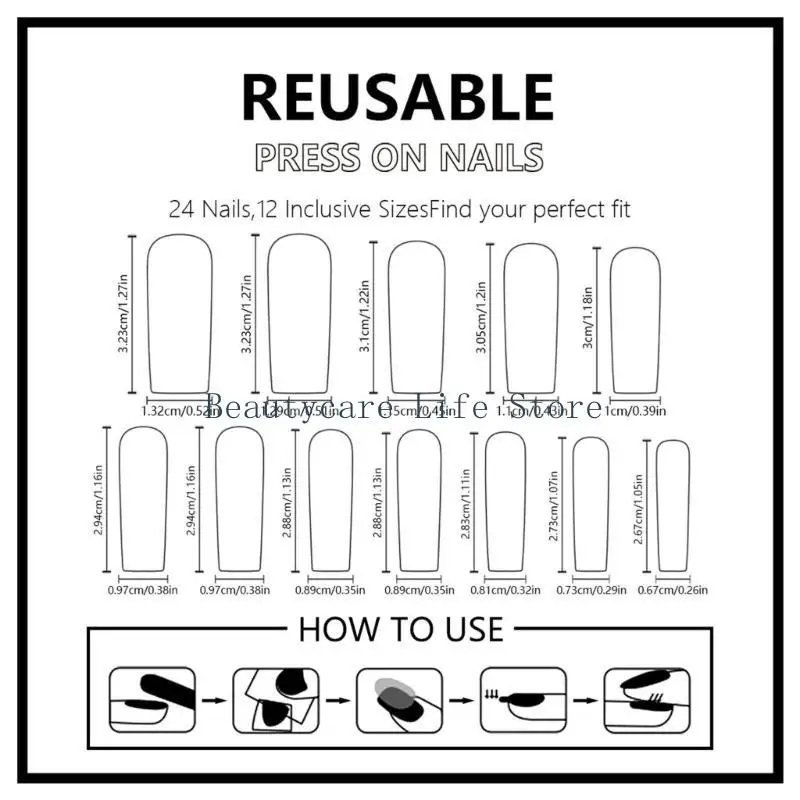 652C 24 pezzi ballerinas False Star Star Artificiale chiodo artificiale unghie Glittering Pressa unghie con