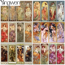 Alphonse Mucha diamentowe malowanie Vintage piękno diamentowe hafty Nouveau kobieta obrazki z kryształów górskich mozaika Home udekoruj Cuadro