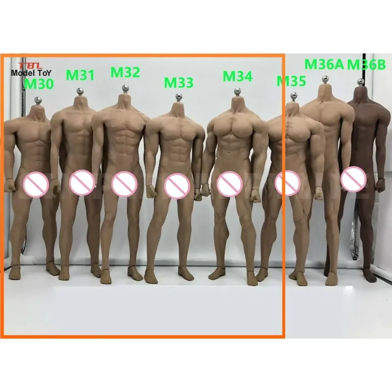 

1:6 Корпус со скелетом из стали TBLeague M30 M31 M32 M33 M34 M35 1/6 Супер гибкая бесшовная мужская кукла Body Тело Suntan Man