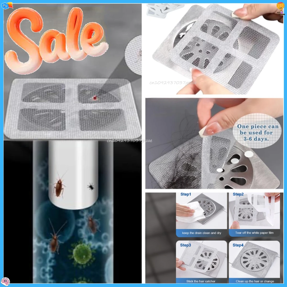 Disposable Hair Catcher for Shower Mesh Shower Drain Covers Floor Sink Strainer Filter Mesh Sticker Bathroom Accessories