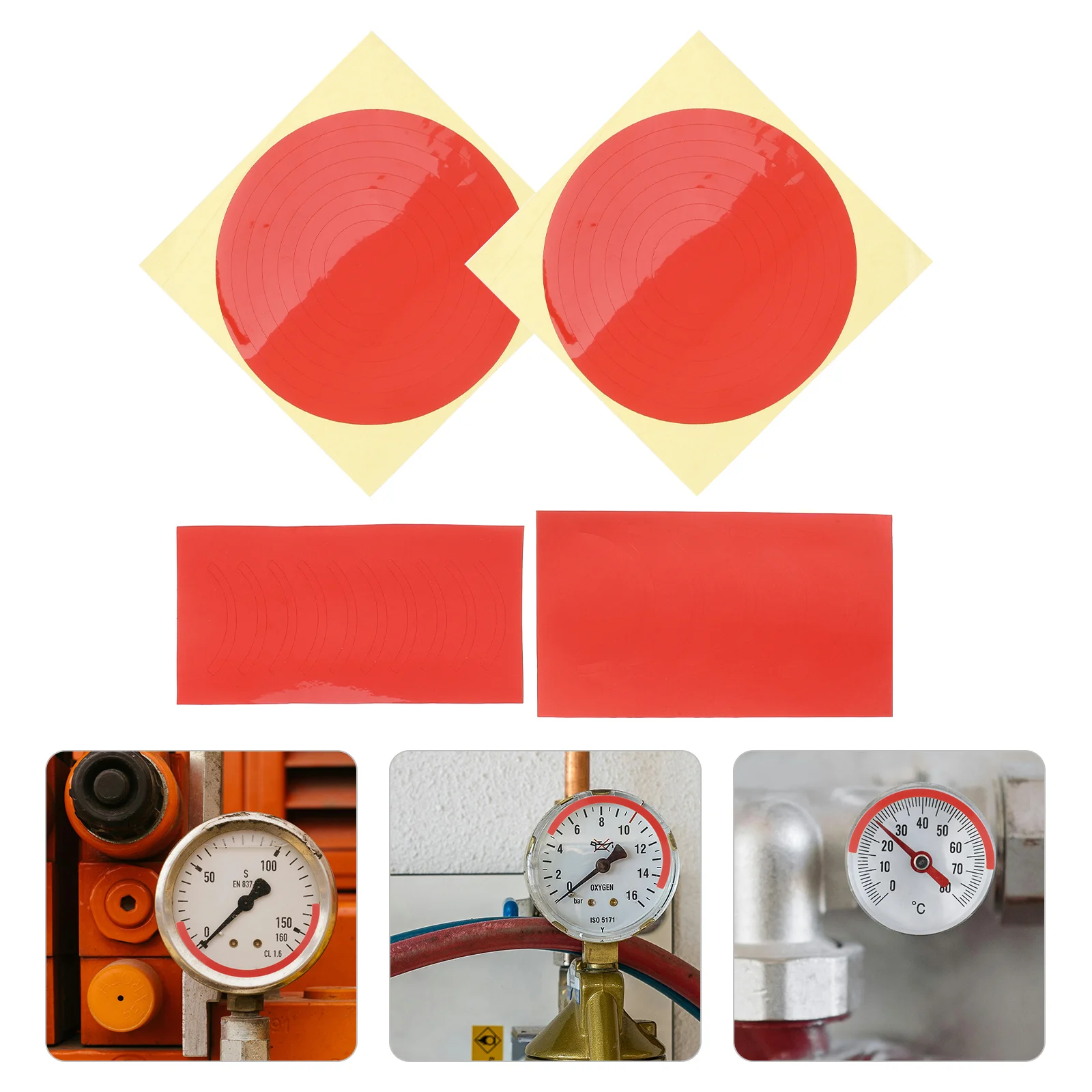 4 Pcs Pressure Gauge Stickers Gauge Warning Film Circles Decals Reflective Stickers Safety Pressure Gauge Identification Labels