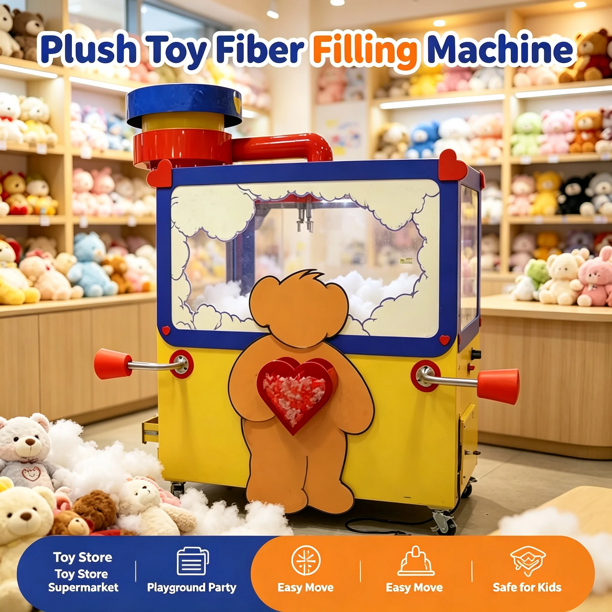 Cotton Filling Machine Electric Music Plush Toy Stuffing Device High‑popularity Crowd‑attracting For Rental Business Customized