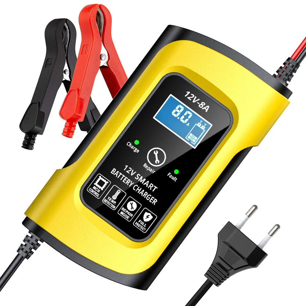 12V8A SUV Car motorcycle Battery Intelligent screen Fully Intelligent Lead Acid Battery Charger