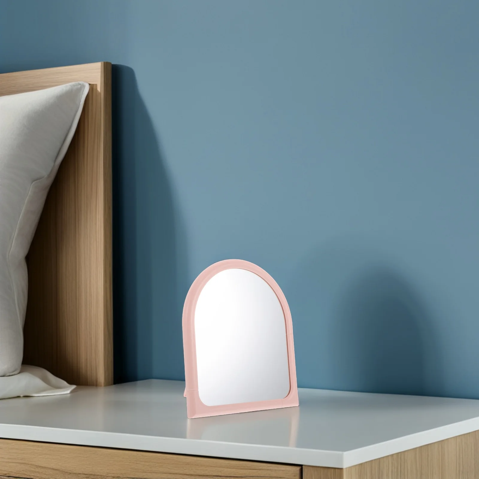 Espelho estético portátil unissex design ângulos ajustáveis superfície grande fácil armazenamento para viagens de negócios