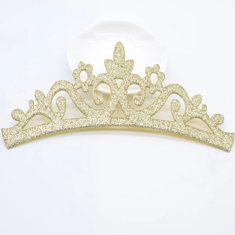 10Pcs 165*80mm Padded Glitter Crown Appliques for Clothes Hat Sewing Patches DIY Cake Topper Headwear Decor Accessories