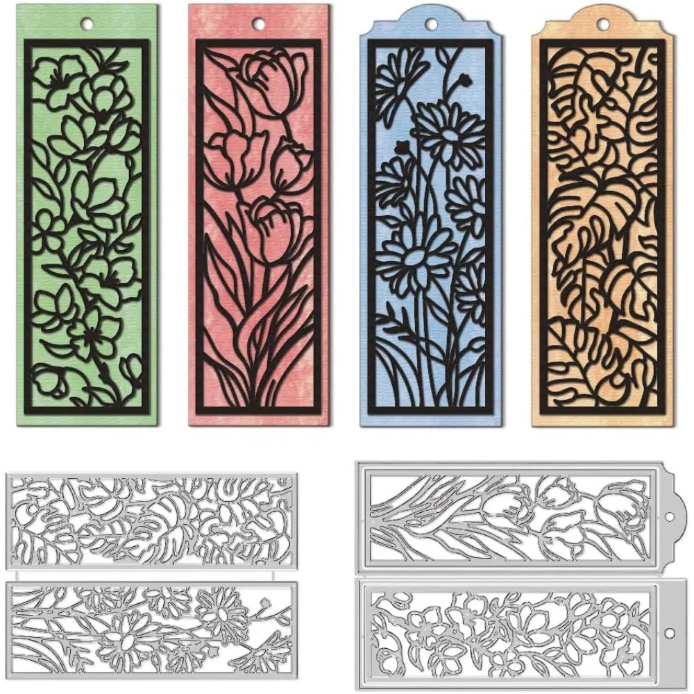 Plants Bookmarks Cutting Dies Flower Dies Cut Carbon Steel Cuts Embossing Stencils Template Dies for Bookmarks Paper Supplies