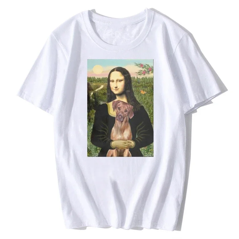 New Midnite Men Rhodesian Ridgeback Mona Lisa T Shirt Dogs Pets Cotton Tops Novelty T-Shirt Men Cotton Tshirt Tees Harajuku