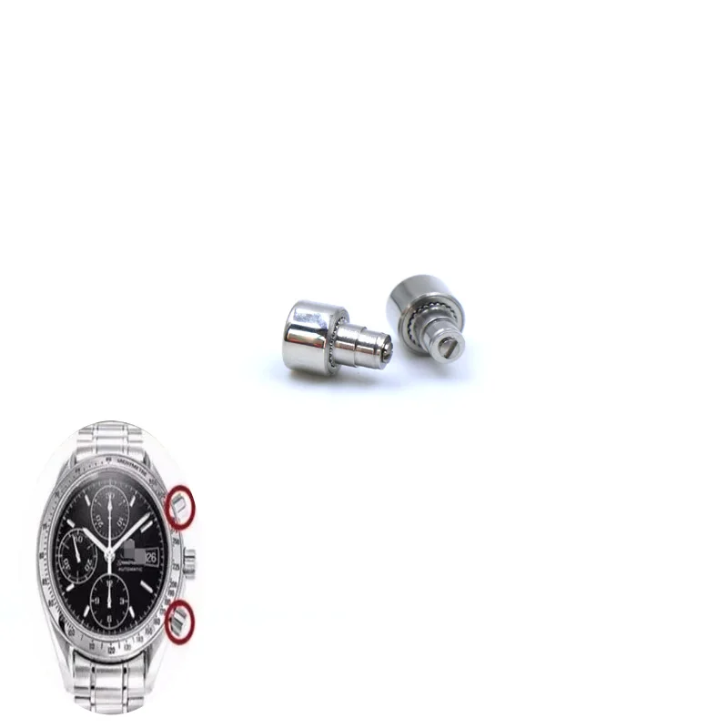 For Omega Speedmaster Timing Button Watch Accessories Watch Replacement Parts Watch Case Silver