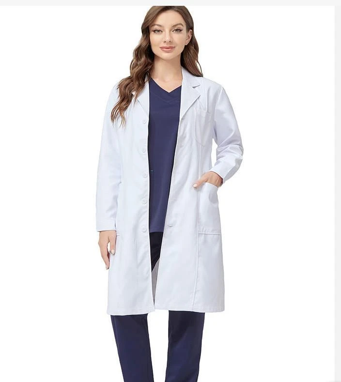 

New Trend Hospital Doctor Lab Coat Work Clothes Long Sleeve Medical Laboratory Ladies White Coat