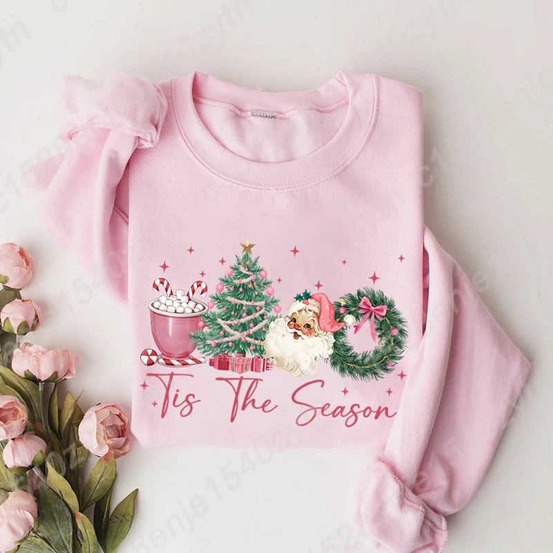 

Christmas Tis The Season Sweatshirts, Coquette Bow Sweatshirt, Retro Xmas Crewneck Pullovers, Women Christmas Sweatshirts