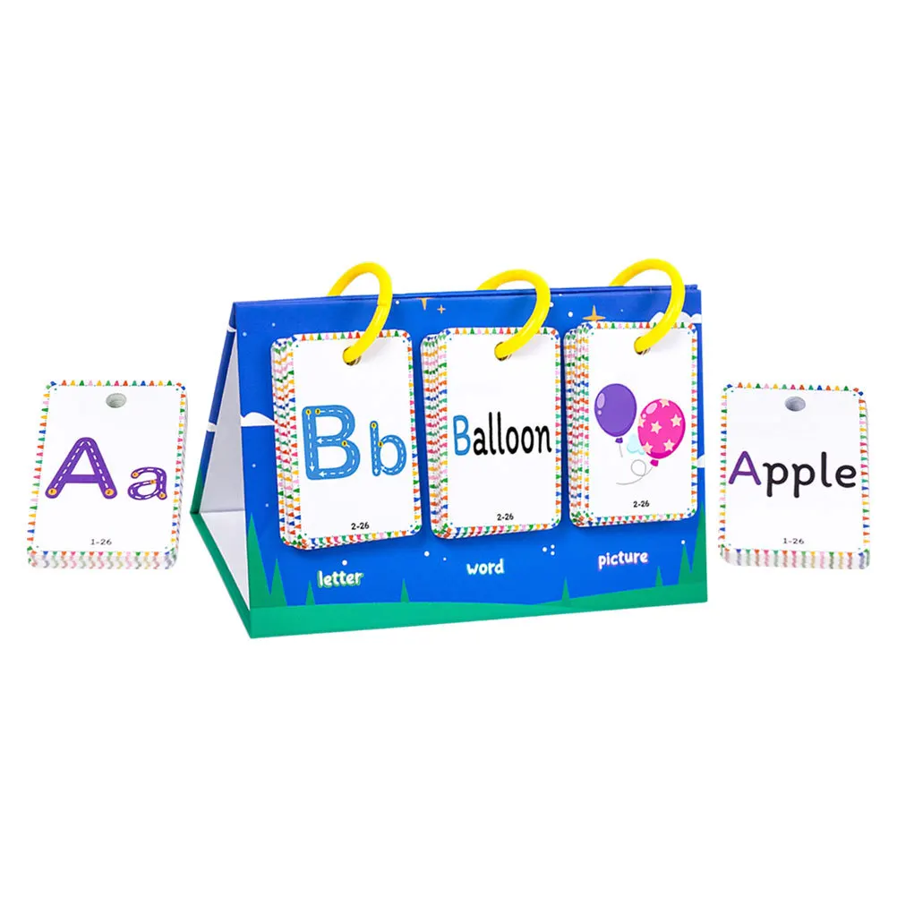 

1Set Early Education Alphabet Flash Cards English Vocabulary Learning Cards for Toddlers Easy to Clean for Home School