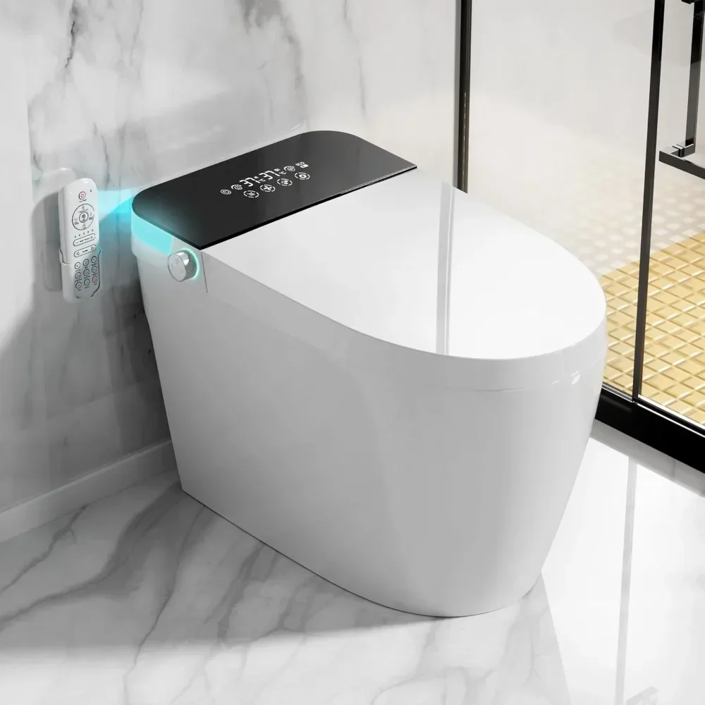 Tankless Smart Toilet with Warm Water Sprayer & Dryer, One Piece Bidet Toilet with Foot Sensor Operation, Heated Bidet Seat