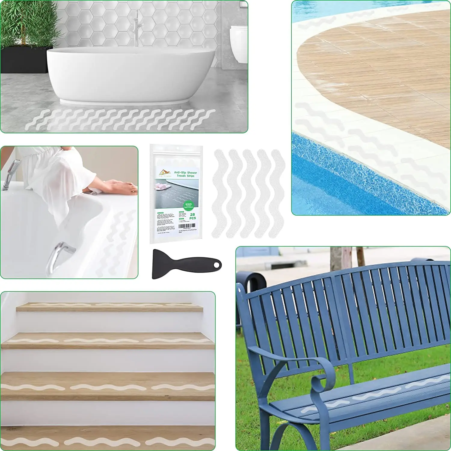 12/36pcs Anti-Slip Strips Safety Shower Treads Stickers Bathtub Non Slip Stairs Step Appliques Anti Skid Tape