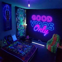 1pc Fluorescent inspirational quotes tapestry, UV black light tapestry, living room and bedroom decorative tapestry