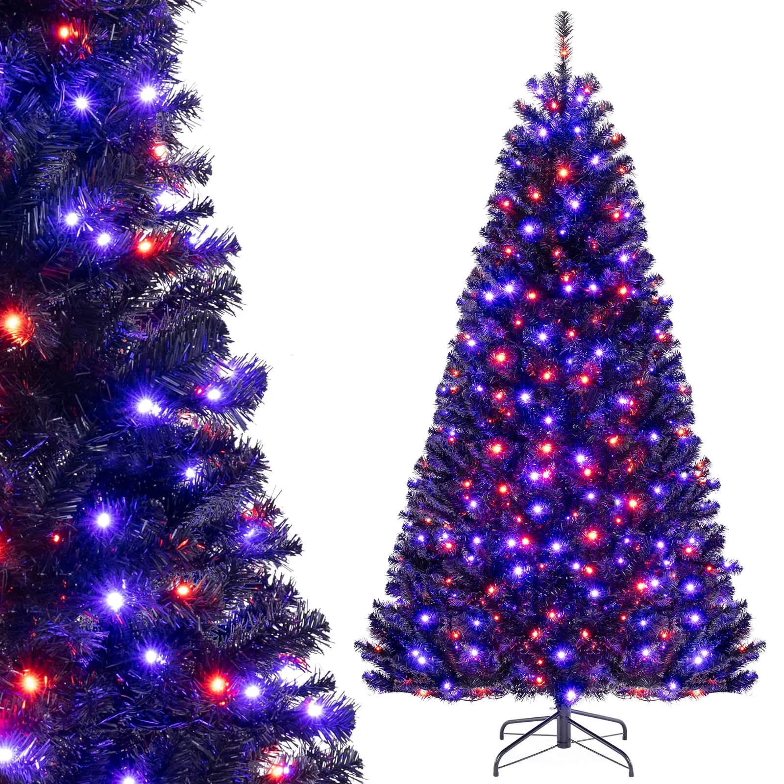

7' Halloween Tree Artificial Decoration Tree w/1040 Branch Tips 6 Lighting Modes