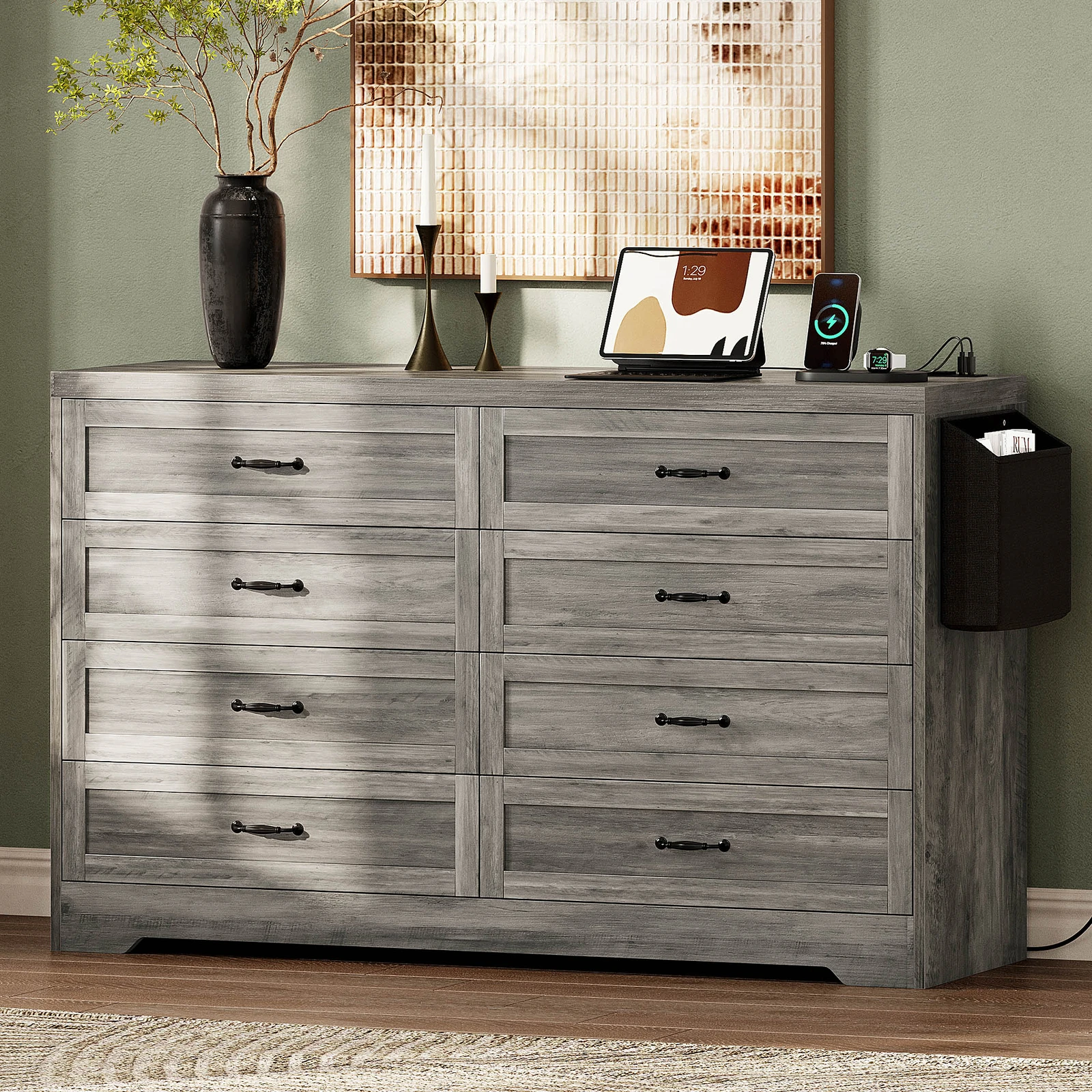

8 Drawer Dresser Chest of Drawers Wood Storage Cabinet TV Stand for Bedroom