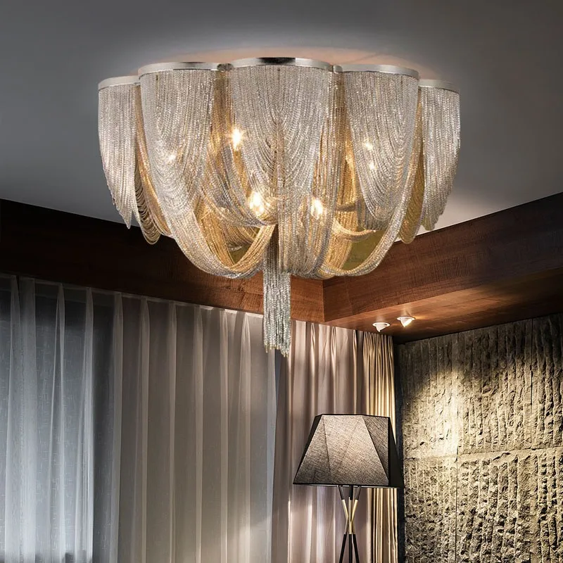 

Modern Luxury Aluminum Chain Ceiling Lamp Chandelier Home Living Room Wedding Party Hanging Decoration