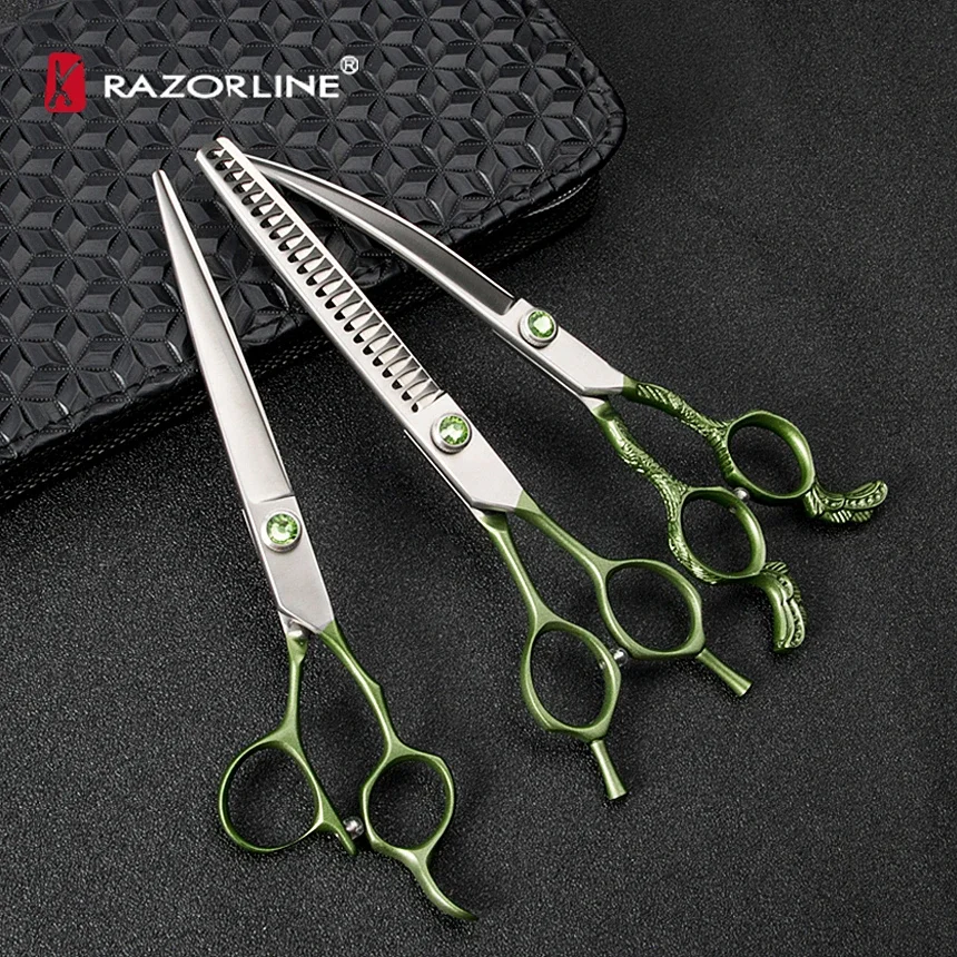 Pet Grooming Scissors Set With Leather Case Packing Stainless Steel Scissors For Dog Pet Hair Cleaning Tools