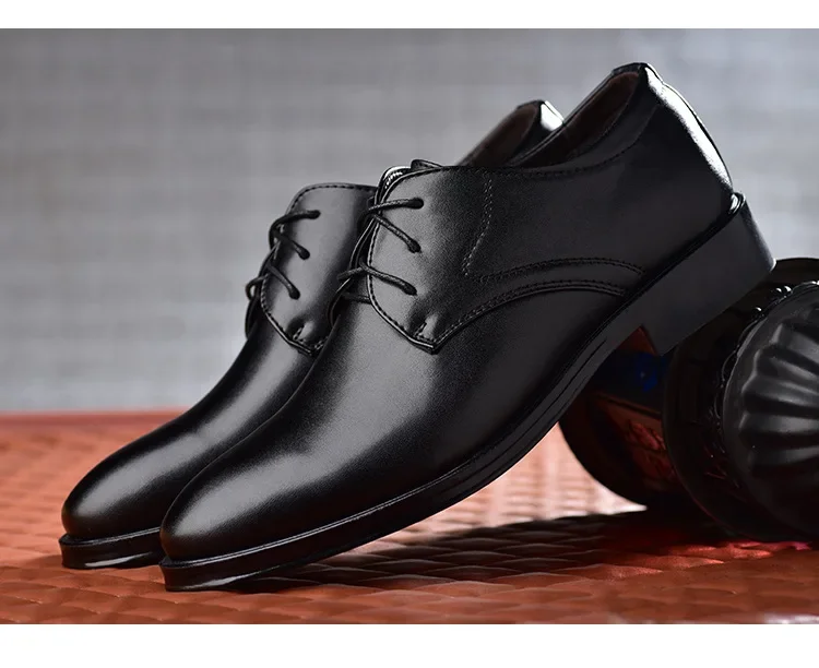 Herren Formelle Lederschuhe Klassischer Stil Herbst Loafer Runde Zehenkappe Atmungsaktiv Rutschfest Business Anzug Hochzeit Büro Freizeitschuhe – Detail 9
