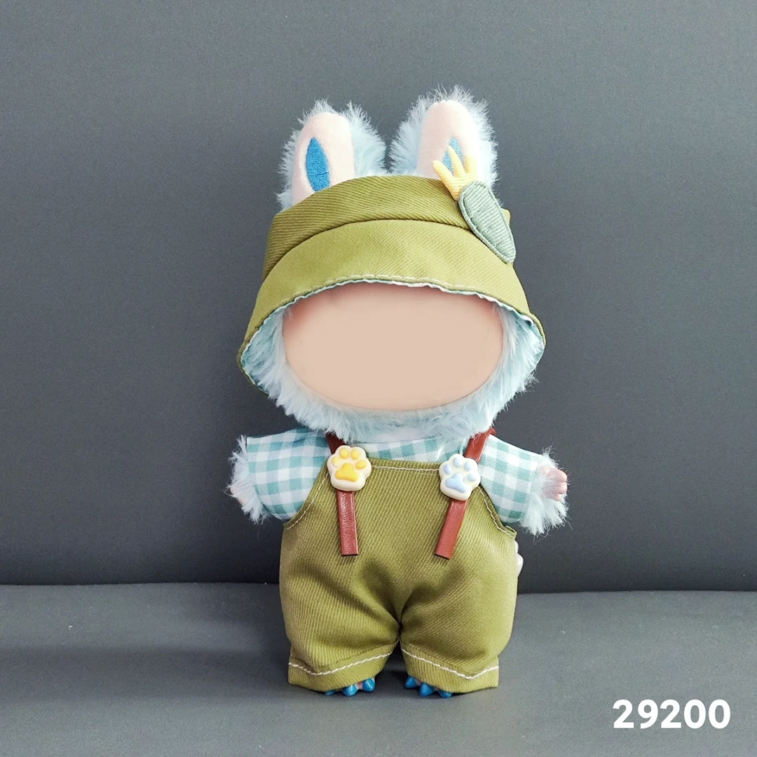 

17cm Labubu Doll Clothes Set Kawaii Hoodie Overalls Outfit Fashion Plush Doll Clothing Accessories DIY Kid Gift