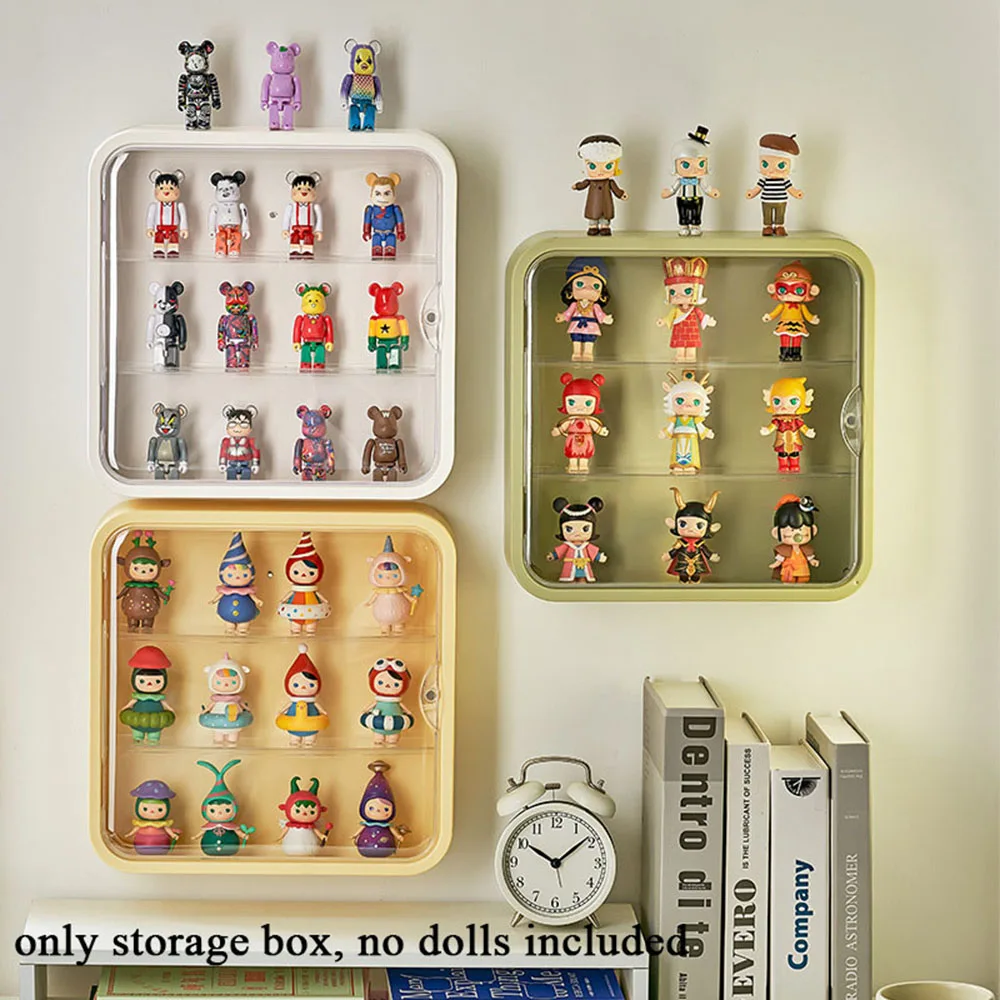 

Doll Display Case Storage Box Figures Stand Wall Mounted Showcase Dust Proof Clear No Punching