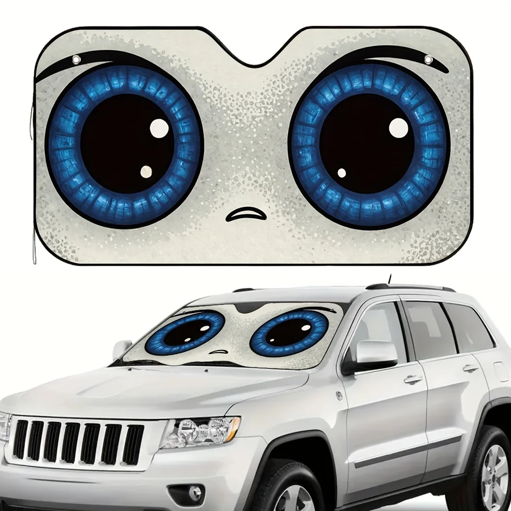 1pc Curious Blue Eyes Car Sun Visor, Suitable For Long-distance Driving And Short Commutes, Quick Installation, Effective Sunsha