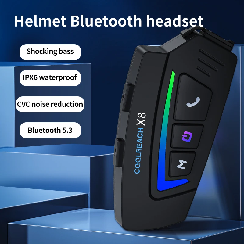 

Newest X8 Bluetooth Intercom Motorcycle Helmet Bluetooth Headset for 2 Rider Intercomunicador Moto Interphone Headset Wireless