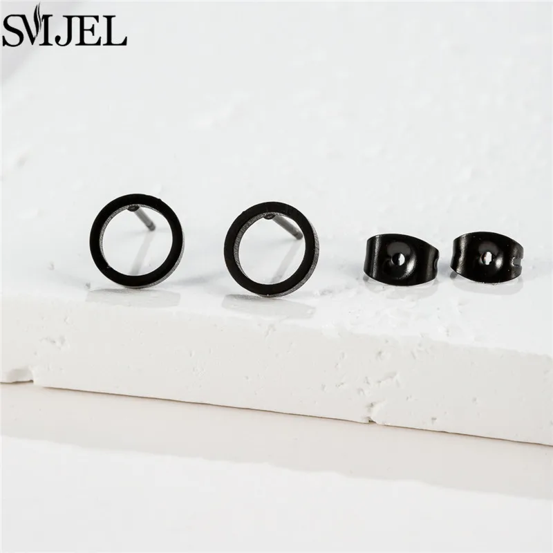 10Pairs Simple Stainless Steel Round Earrings Studs for Women 2024 Trending Gold Color Geometric Ear Cartilage Earing Jewelry