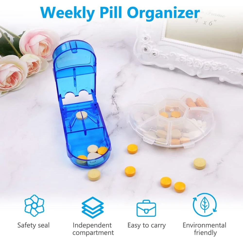 1Pcs Pill Cutter for Small Pills - Pill Splitter for Large Pills Adjustable - Cut Tablet in 1/2,with a Mini Pill Organizer