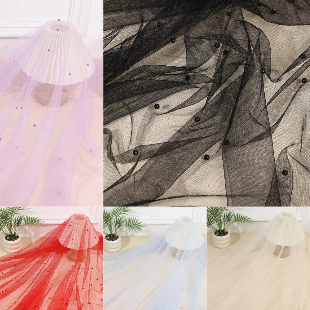 European Style 0.75*3 Meters Table Flag Semi Transparent Gauze Mesh Table Runner Pearl Tulle Sheer Drapes Pearl Chiffon Shower