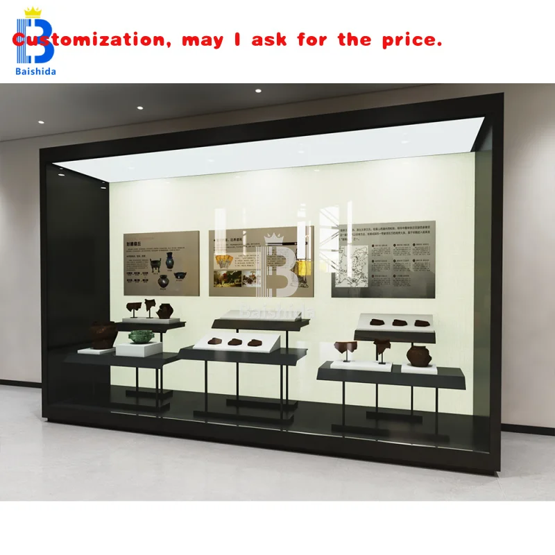 

custom.Modern Art Gallery Interior Furniture Design Museum Antique Glass Display Cabinet With Automatic Glass Door Museum Showca