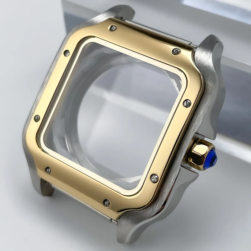 38mm NH35 Quadratisches Gehäuse Schwarz Gold Edelstahl Modifikationsteile für SKX Mod Zubehör Fit Santo Case NH35 NH36 Uhrwerk – Detail 21