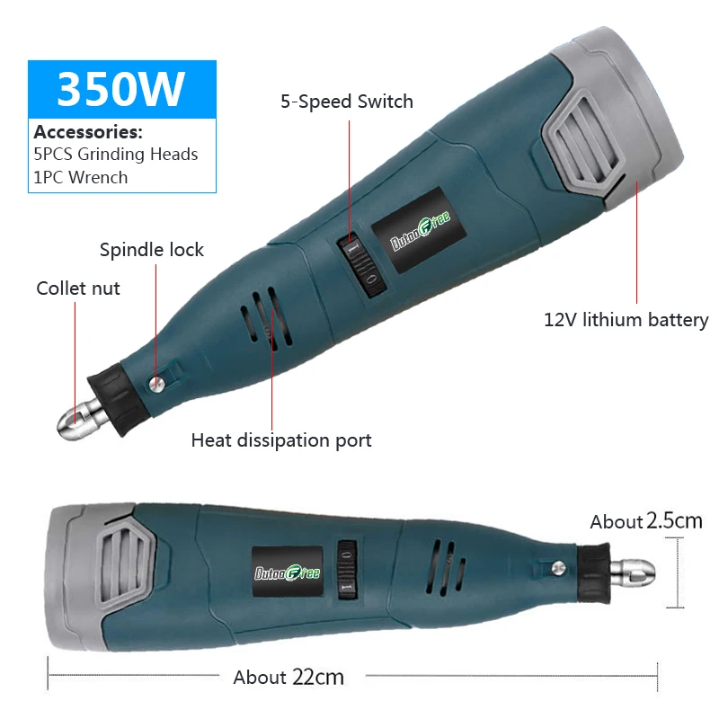 5 Speed Cordless Drill Rotary Tool Woodworking Engraving Pen DIY For Jewelry Metal Glass Wireless Drill 350W 0-25000r/min