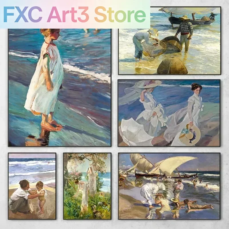 1 pieza sin marco, carteles e impresiones de obras de Joaqun Sorolla en español, arte de pared de nadadores, imagen HD, pintura en lienzo, decoración del hogar para sala de estar