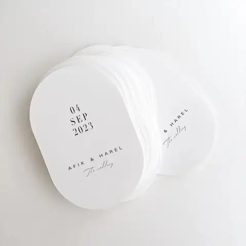 Custom Oval Wedding Invitation Menu Thank You Card Save the Date Print Small Business Logo Design Birthday Party Baby Shower DIY