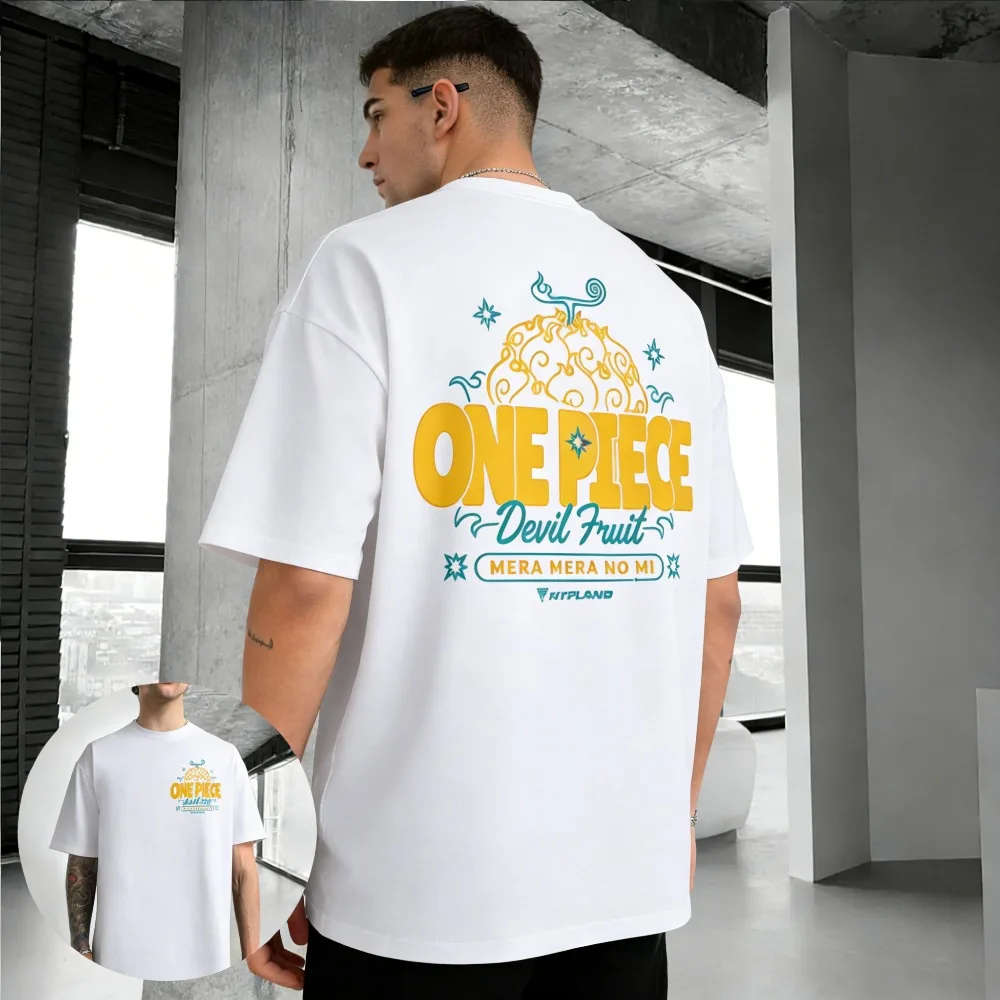 Camiseta Unisex de Algodón Puro con Estampado de Anime de One Piece Devil Fruit, Verano 2026, Estilo Informal Holgado, para Padres e Hijos, Manga Corta