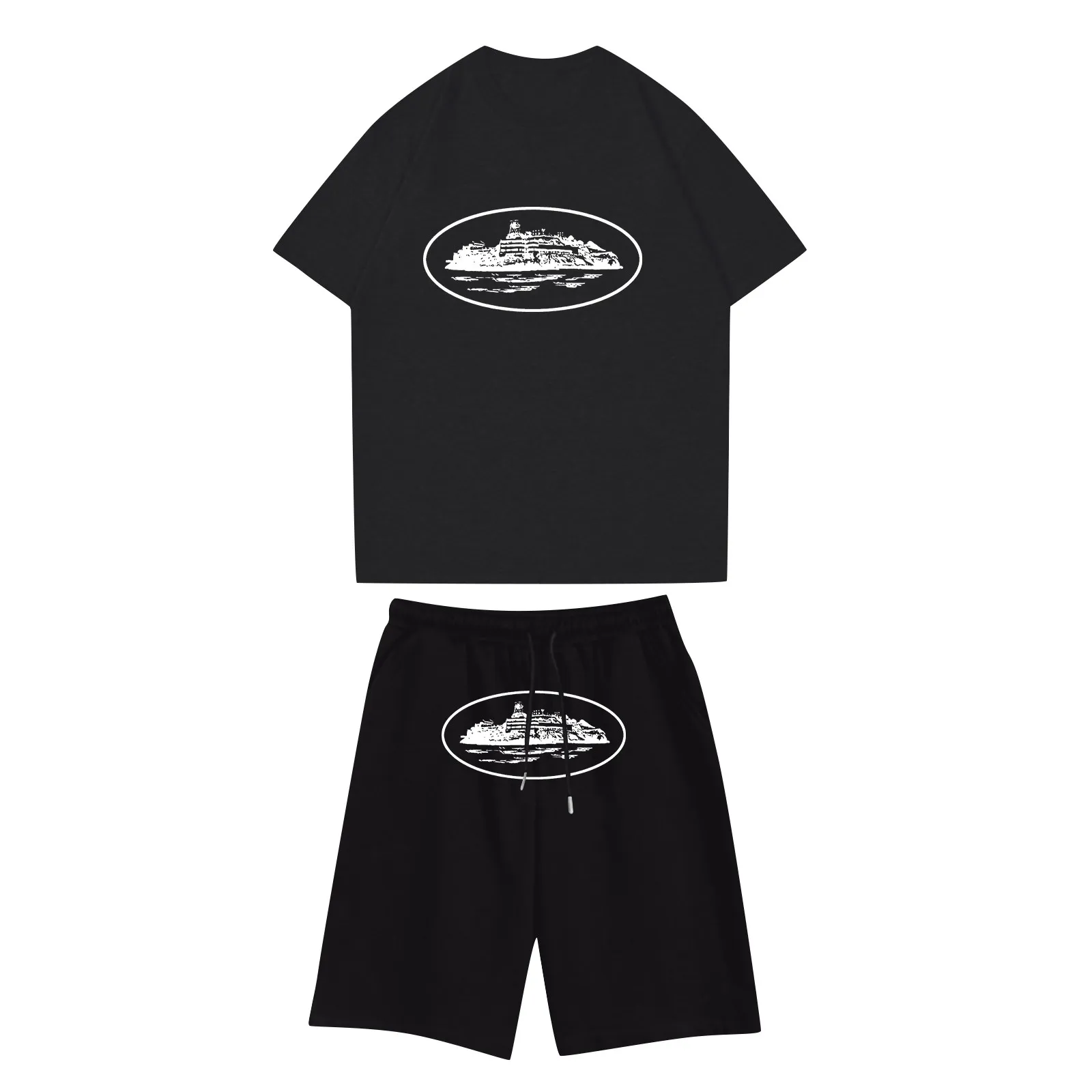 Children\'s Casual Jogging Set Paired With Short Sleeved Shorts Two-piece Set