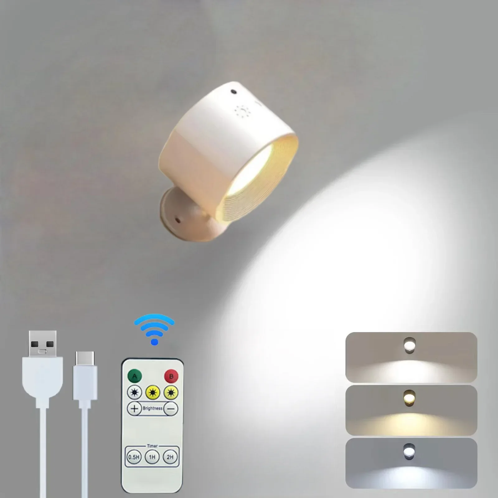 Luz de escalera para sala de estar, protección ocular de lectura, lámpara de noche para dormitorio, luz LED de pared magnética temporizada recargable