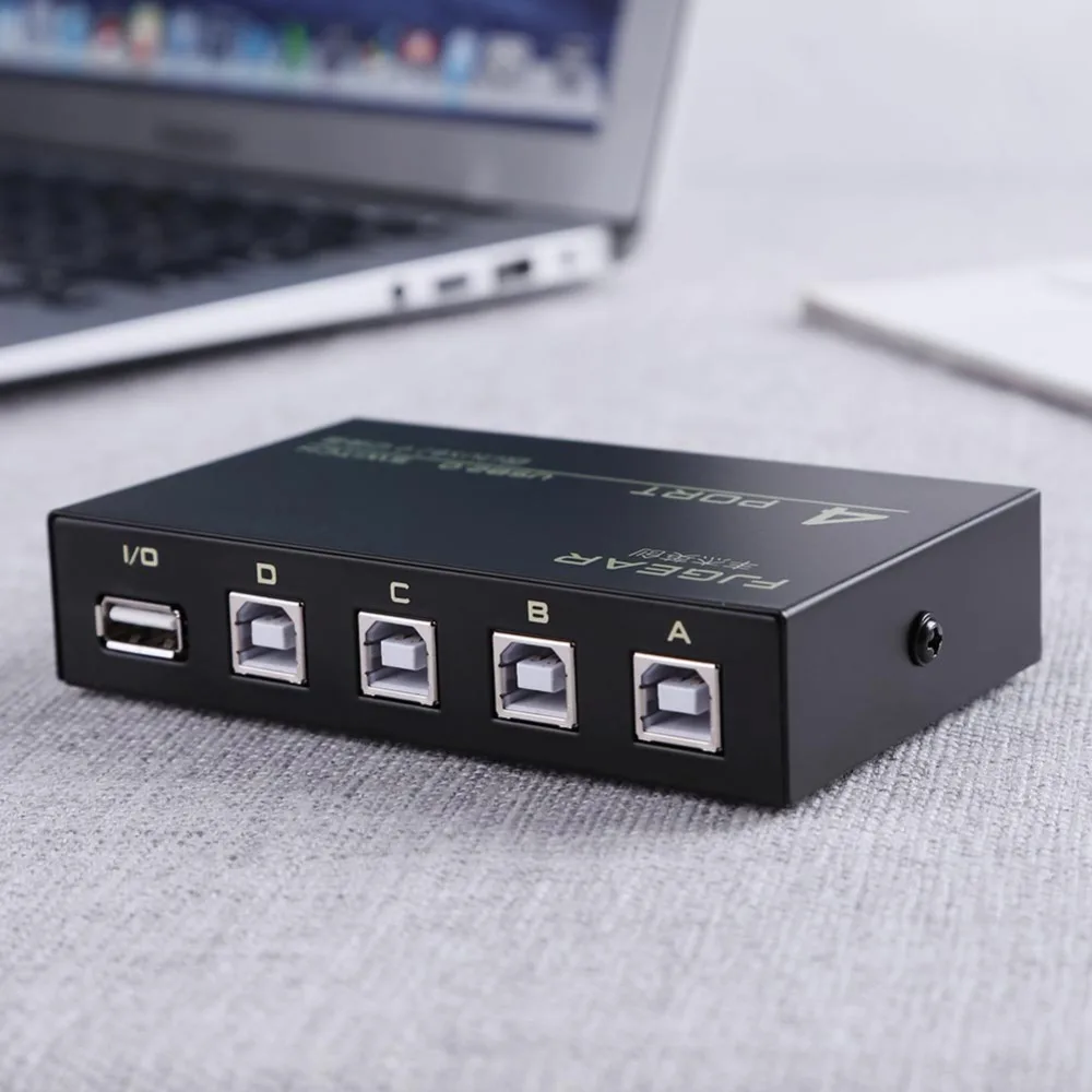 New USB 2.0 4 Ports Share Switch Switcher Selector Box Hub Sharing Switch Adapter for PC Scanner Printer High Quality Accessory