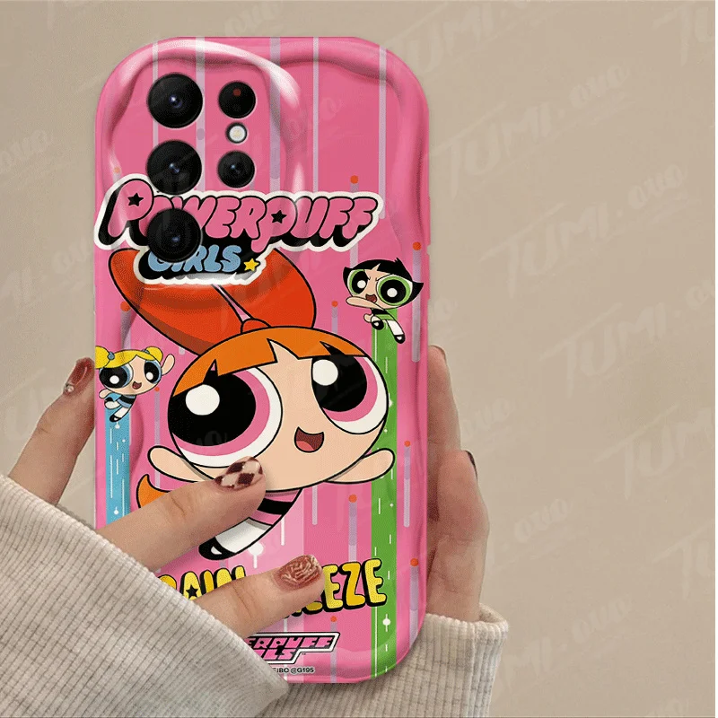 Cute P-Powerpuff Girls Silicone Phone Case For Samsung Galaxy S24 Ultra S23 S22 Plus S21 S20 FE A15 A25 A55 A35 A14 A24 A34 A54