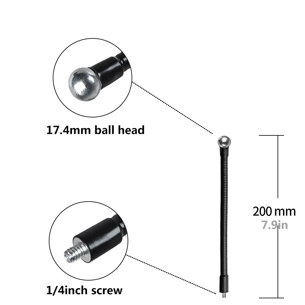 Flexible Metallrohrstange Einbeinstativ Selfie Stick Ständer mit 1/4 Zoll Schraube/Kugelkopf-Verlängerungsarm für Kamerastativ-Handy – Detail 16