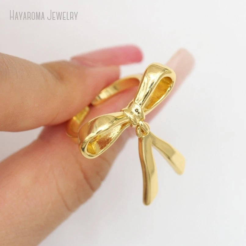 10Pcs Metal Wholesale Copper Bowknot Gold Color Ring RM51040