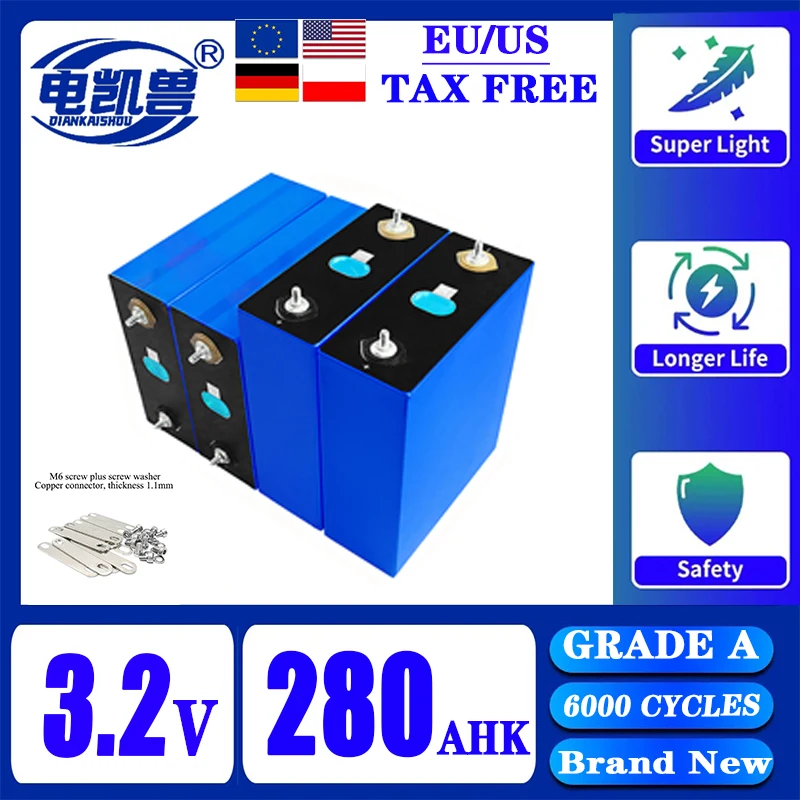 

Новый класс A 280K литий-железо-фосфатный аккумулятор 3,2 в LiFePO4 аккумулятор ач для хранения энергии в автомобиле RV энергосистема без налогов
