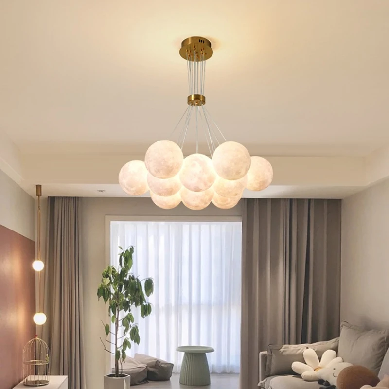 

Living room chandelier creative bubble ball moon lamp living room lamp romantic and warm bedroom chandelier children's room chan